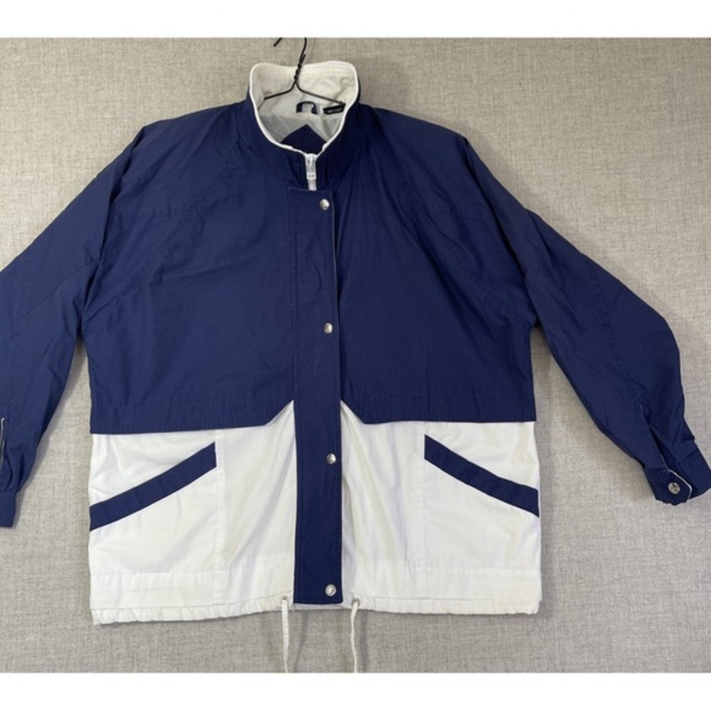 VTG Andy Johns Windbreaker Jacket L Navy White‎ Colorblock Retro 90s Style